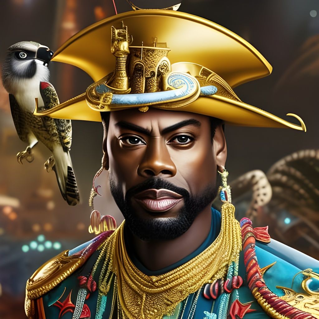 Pirate Portrait Pencil Sketch with Gold Treasure