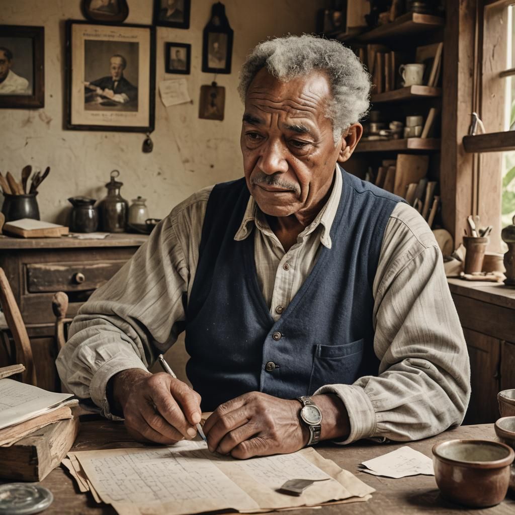 Nostalgic Portrait of an Elderly Man with Letters