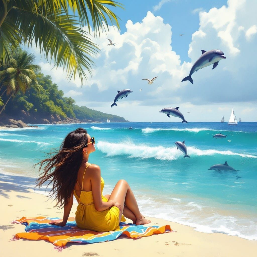 Serene Summer Beach Scene in Vibrant Colors