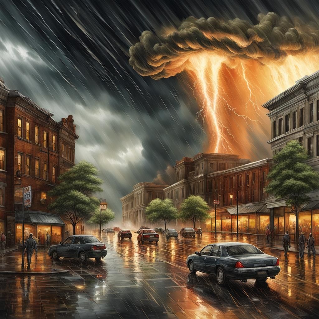 Powerful Tornado in the City. AI image prompt in my tutorials!