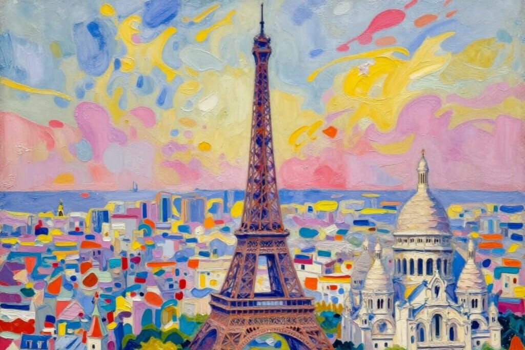 Paris Skyline Impressionist Masterpiece in Vibrant Colors
