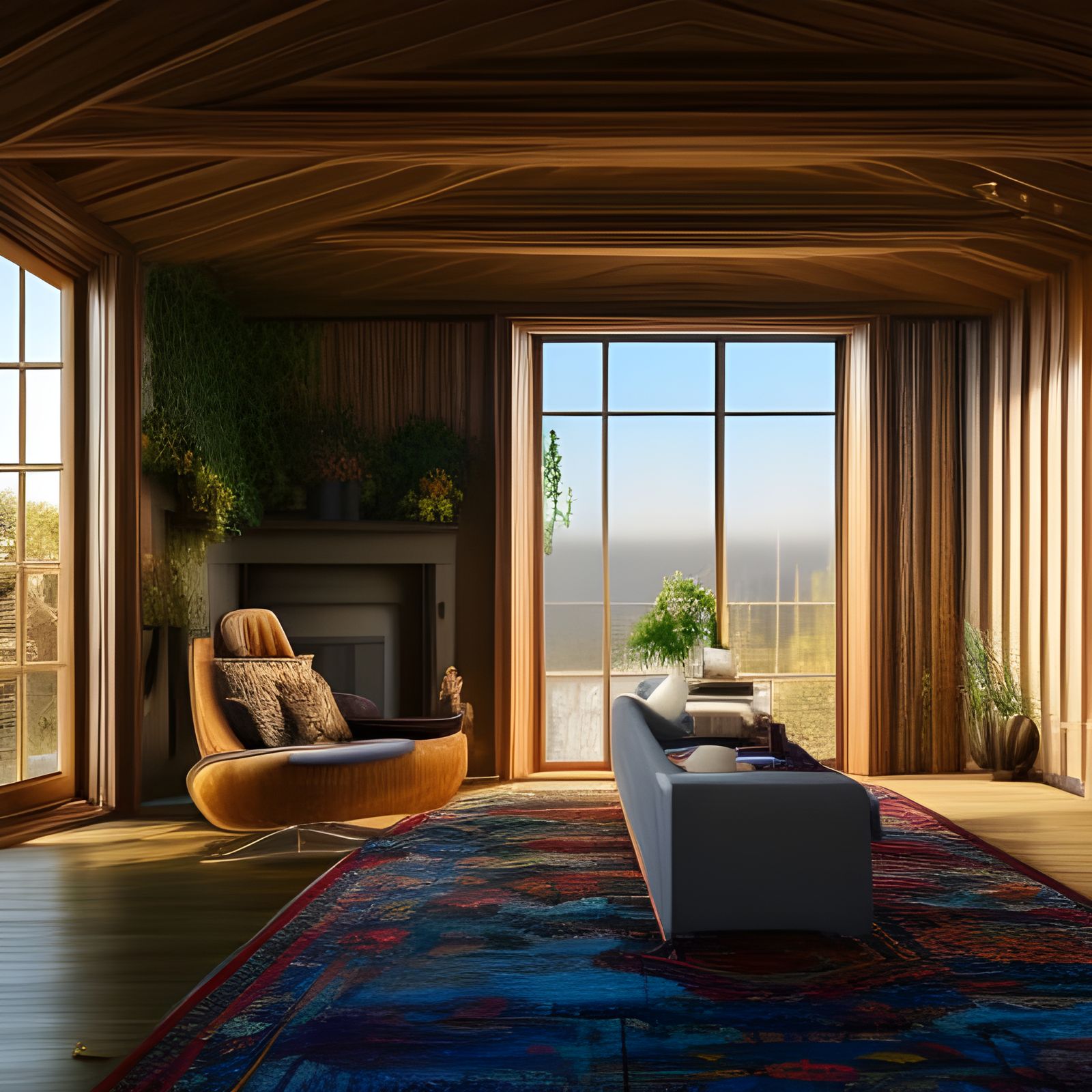 Inviting Mid-Century Library with Decadent Walls