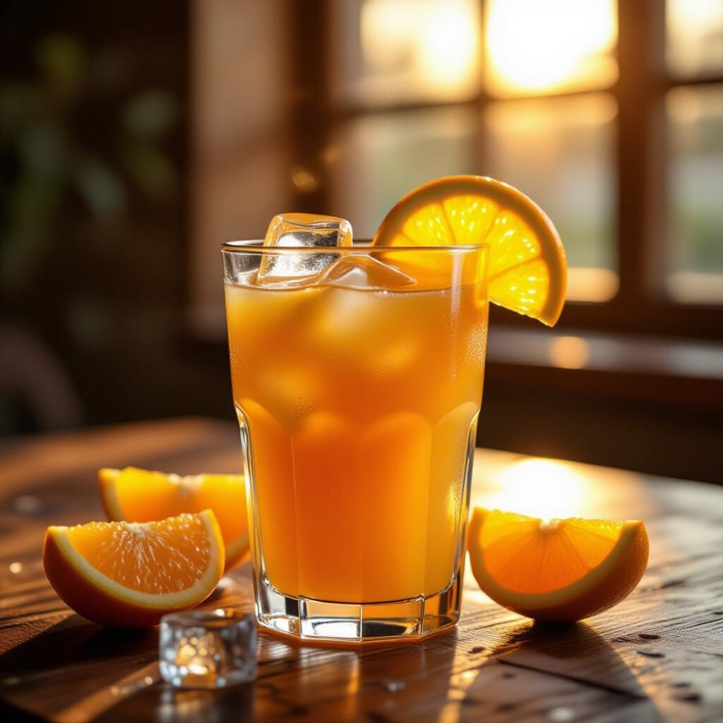 Hyperrealistic Orange Juice in Morning Light