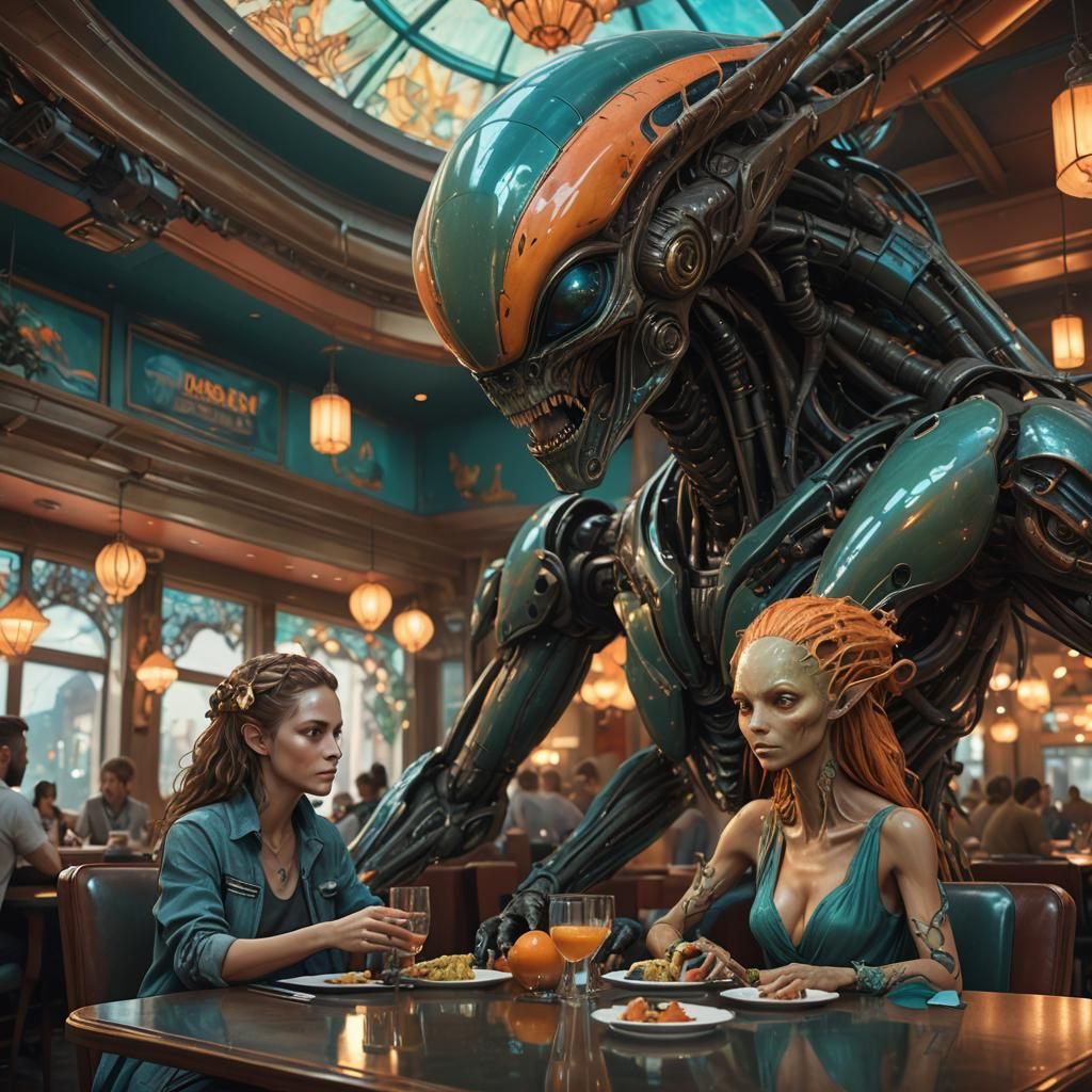 Aliens on a Romantic Date, Splash Art Style