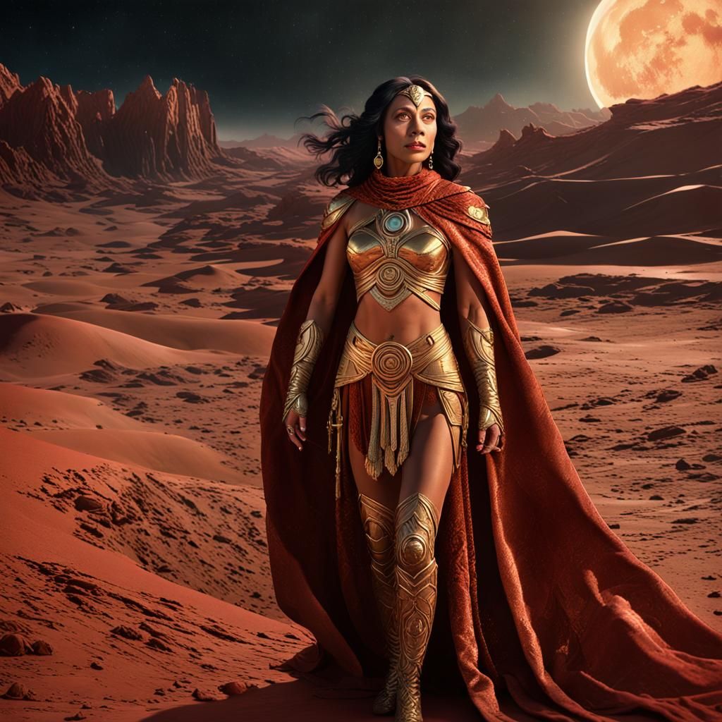 Dejah Thoris in Martian Desert: Baroque Fantasy Art