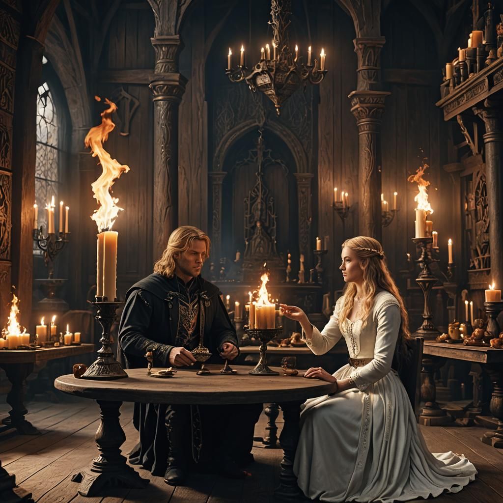 Faramir and Eowyn by Candlelight, Detailed Matte Painting