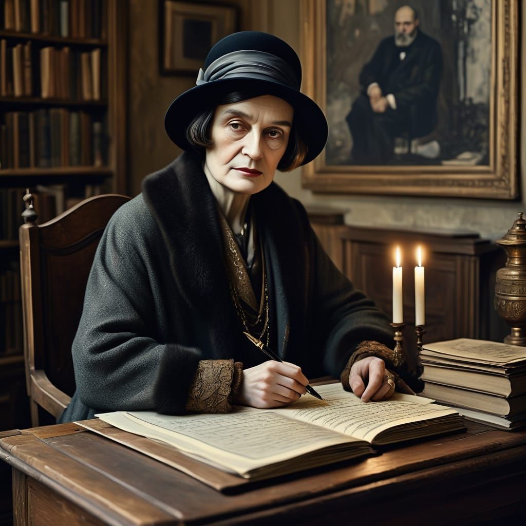 Philosopher Ayn Rand in Intimate Study Setting