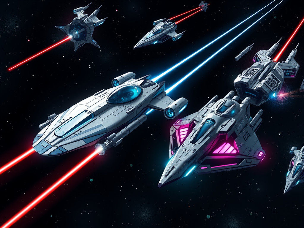 Futuristic Space Battle in Cyberpunk Style