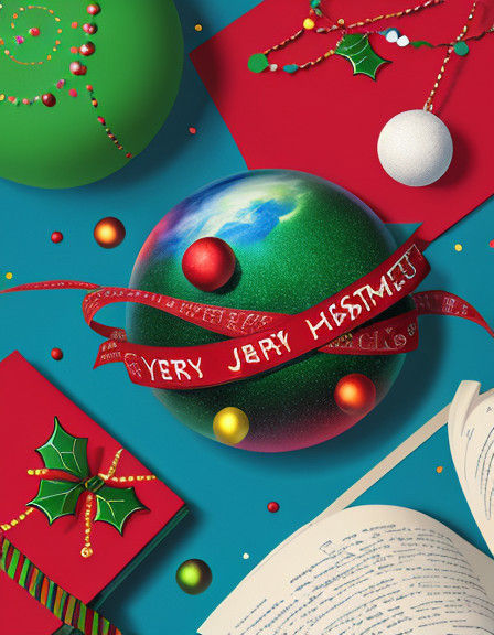 Surreal Christmas Celebration in Space