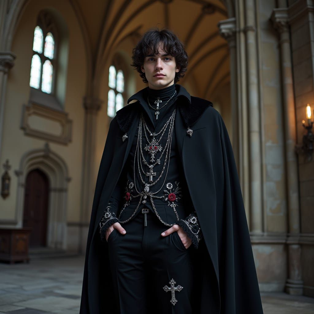 Gothic Man in Old Roman Church