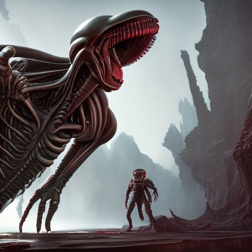 Detailed Xenomorph Matte Painting in Unreal Engine