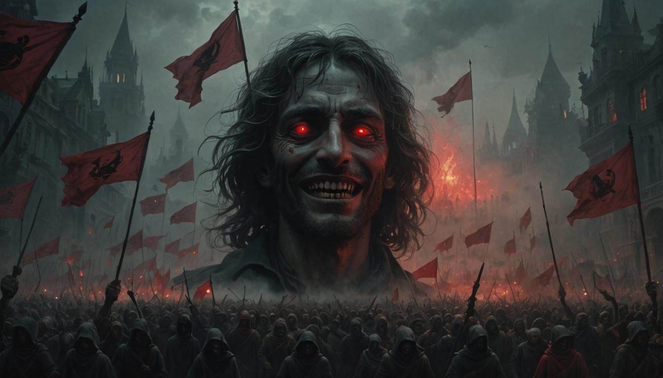 Revolutionary Crowd in Eerie Fog