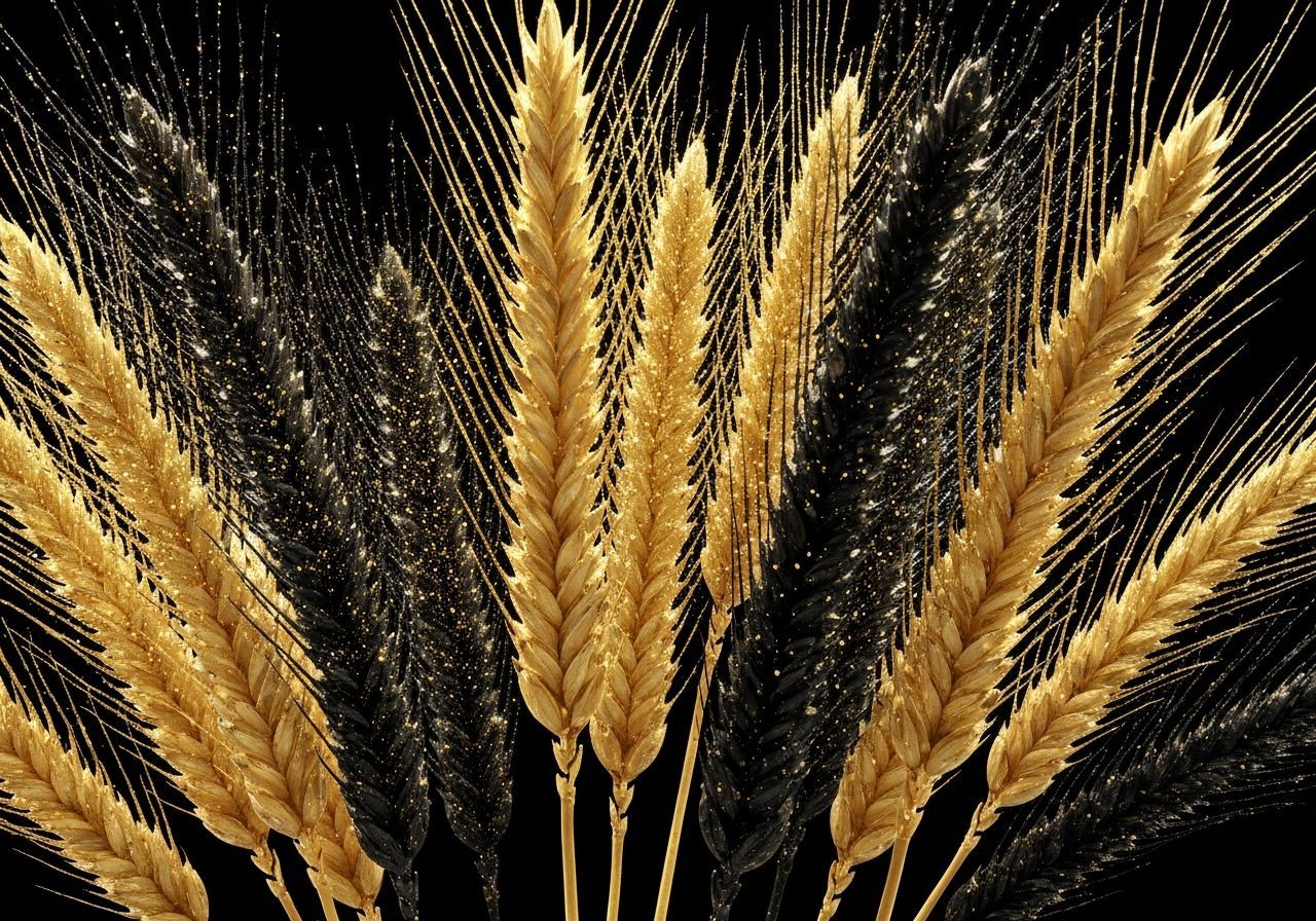 Golden Wheat Stalks with Glittering Dust