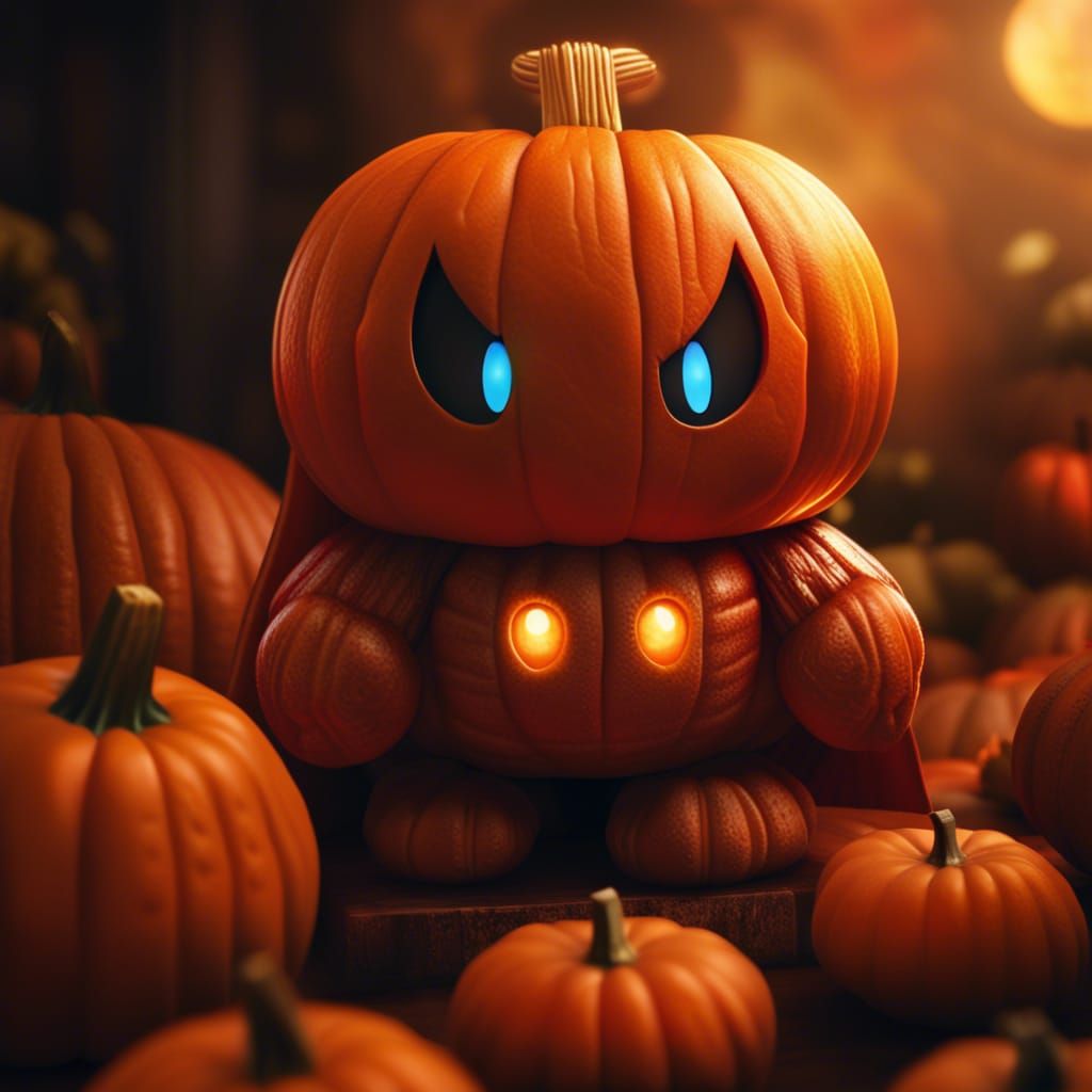 Kirby in a Pumpkin Costume: Hyperrealistic Detail