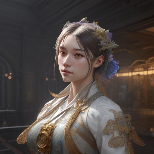 Museum Exhibition Hall with Portrait Art