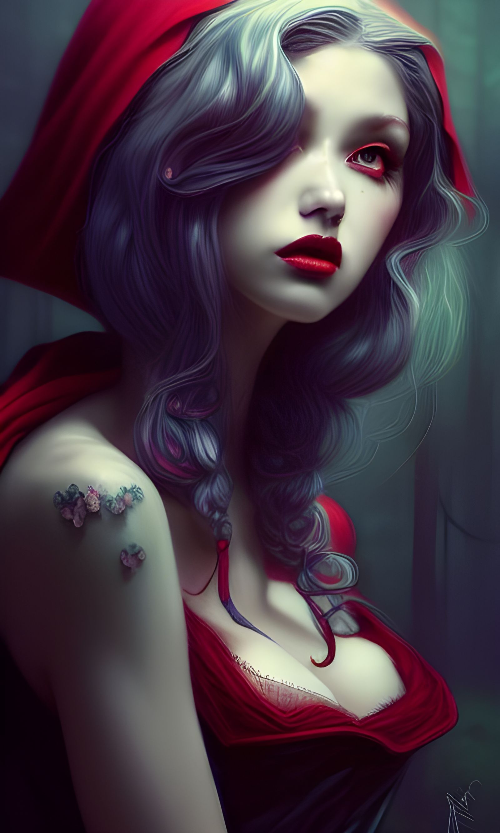 Seductive Little Red Riding Hood: Detailed 3D Art