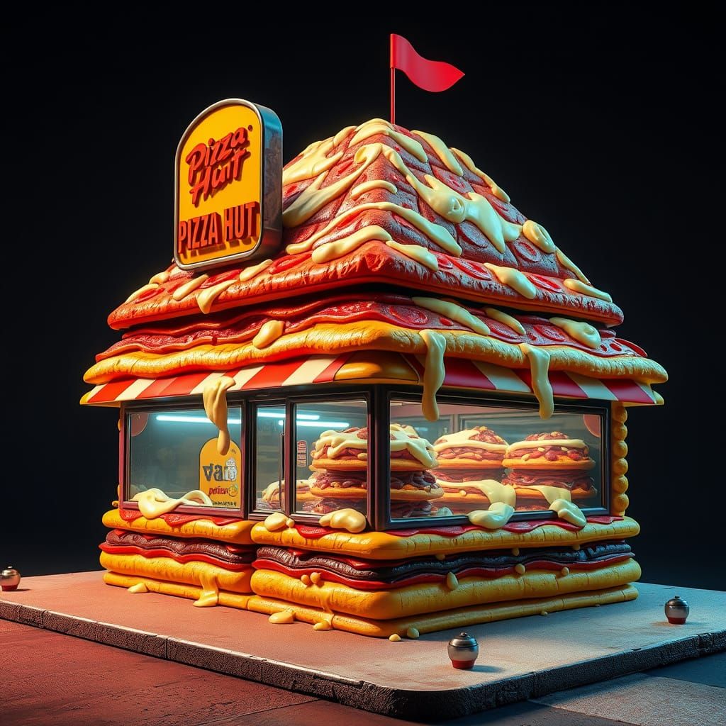 Magnificent Pizza Hut Made of Pizza Slices