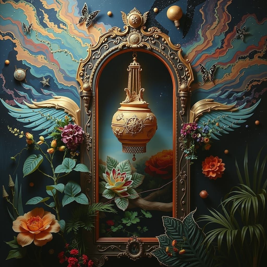 Psychedelic Garden Blooms in Cosmic Mystery