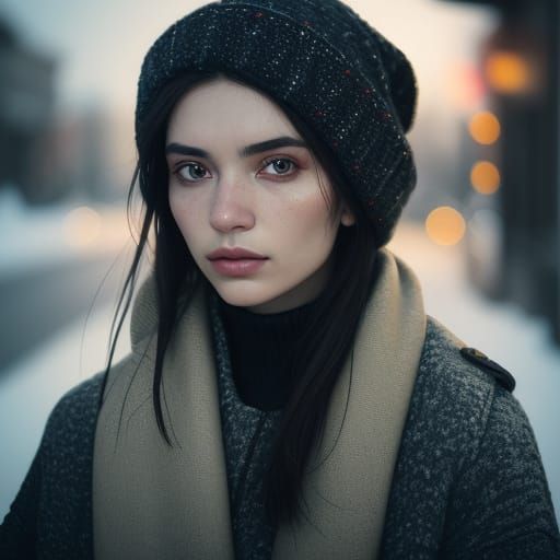 Vibrant Winter Portrait with Bold Colors