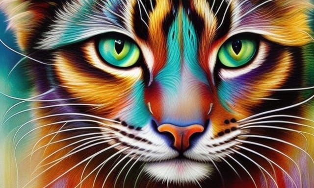 Elegant Cat Portrait in Digital Art Style