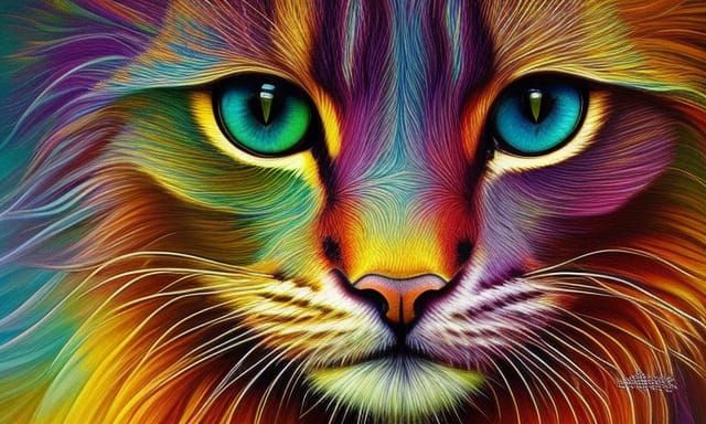 Elegant Cat Portrait in Digital Art Style