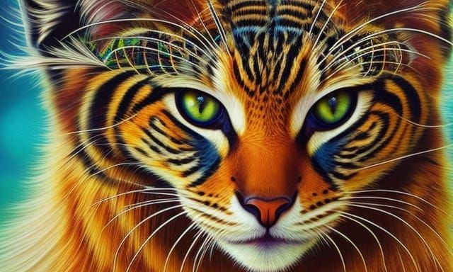 Elegant Cat Portrait in Digital Art Style