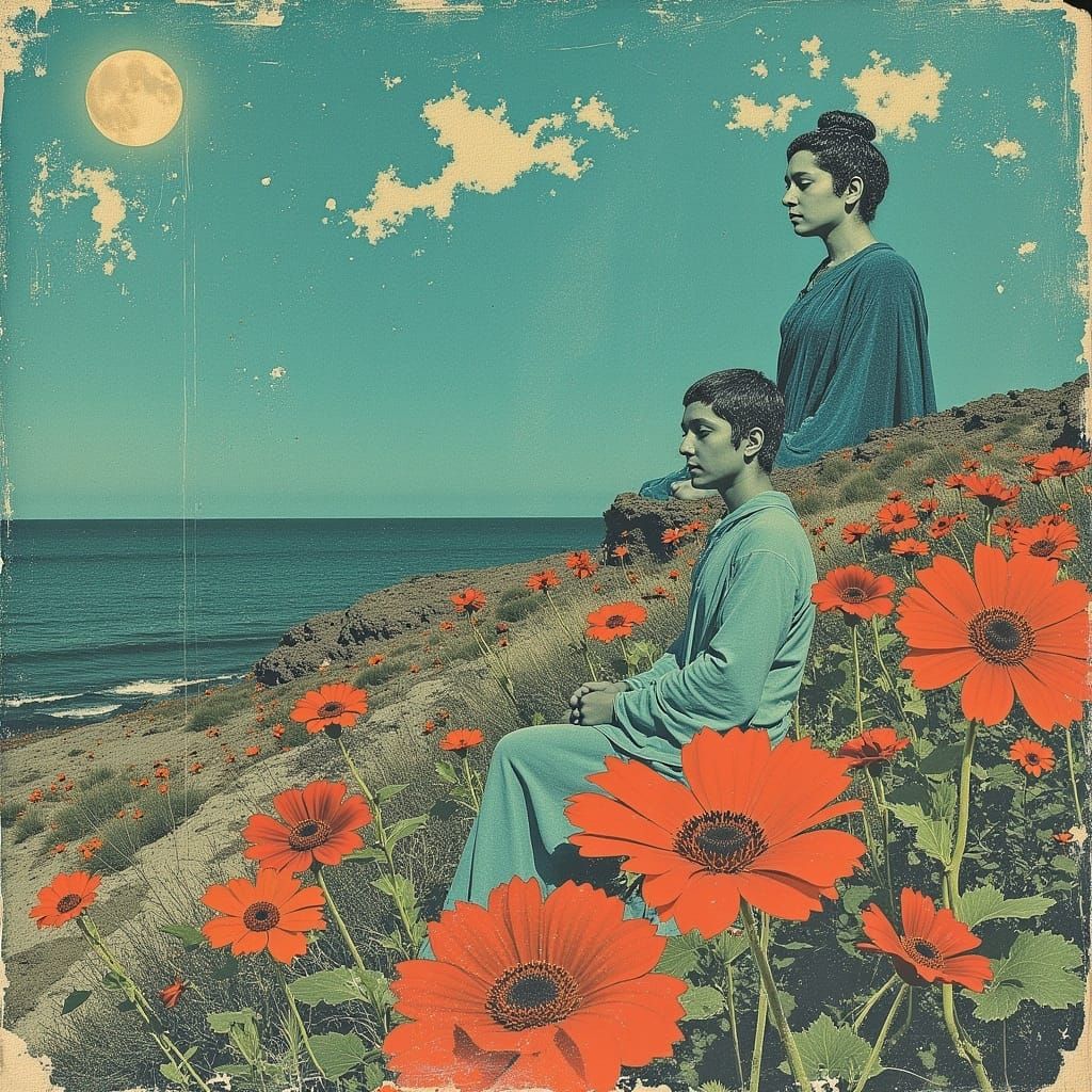 Cyan Maitreya Buddha in Postpunk Desert