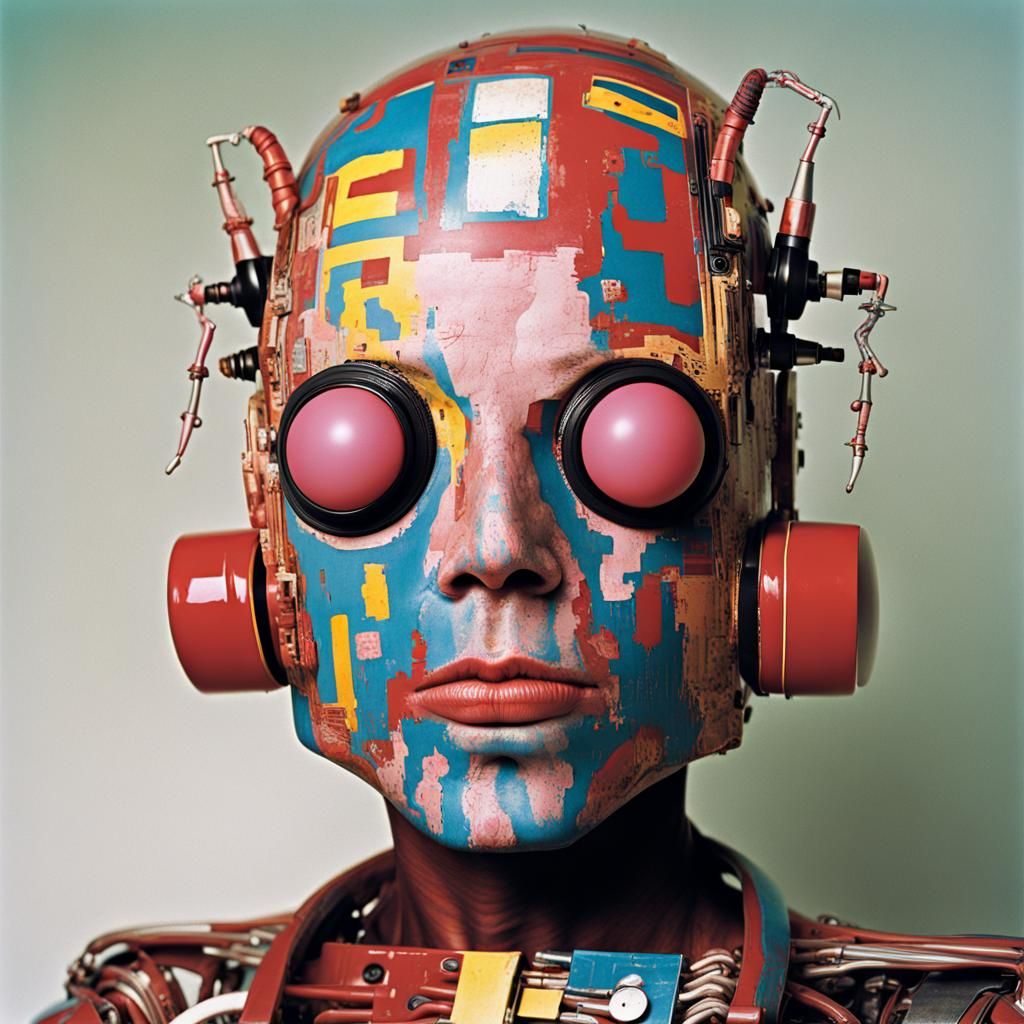 Cyborg Robot in Candy Wonderland: Basquiat Portrait
