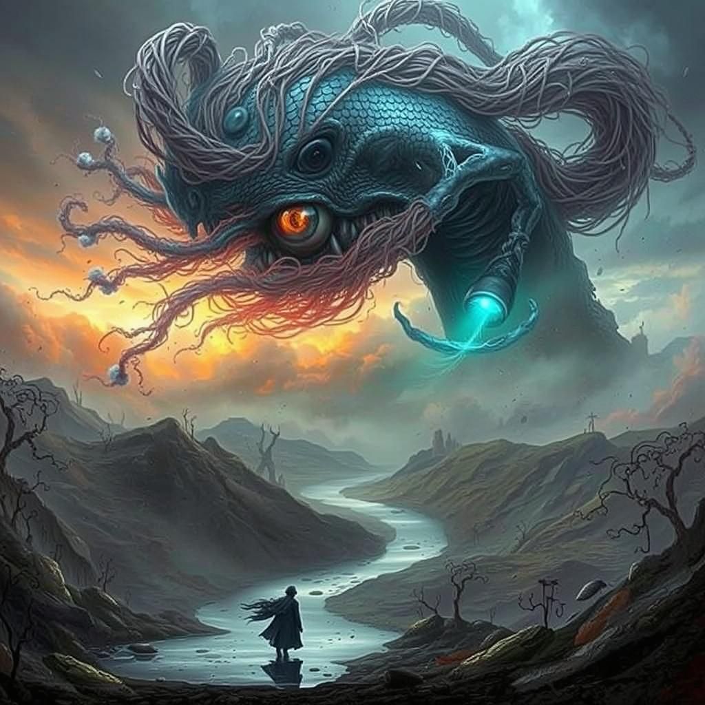 Surreal Woman Portrait in a Fantasy Landscape