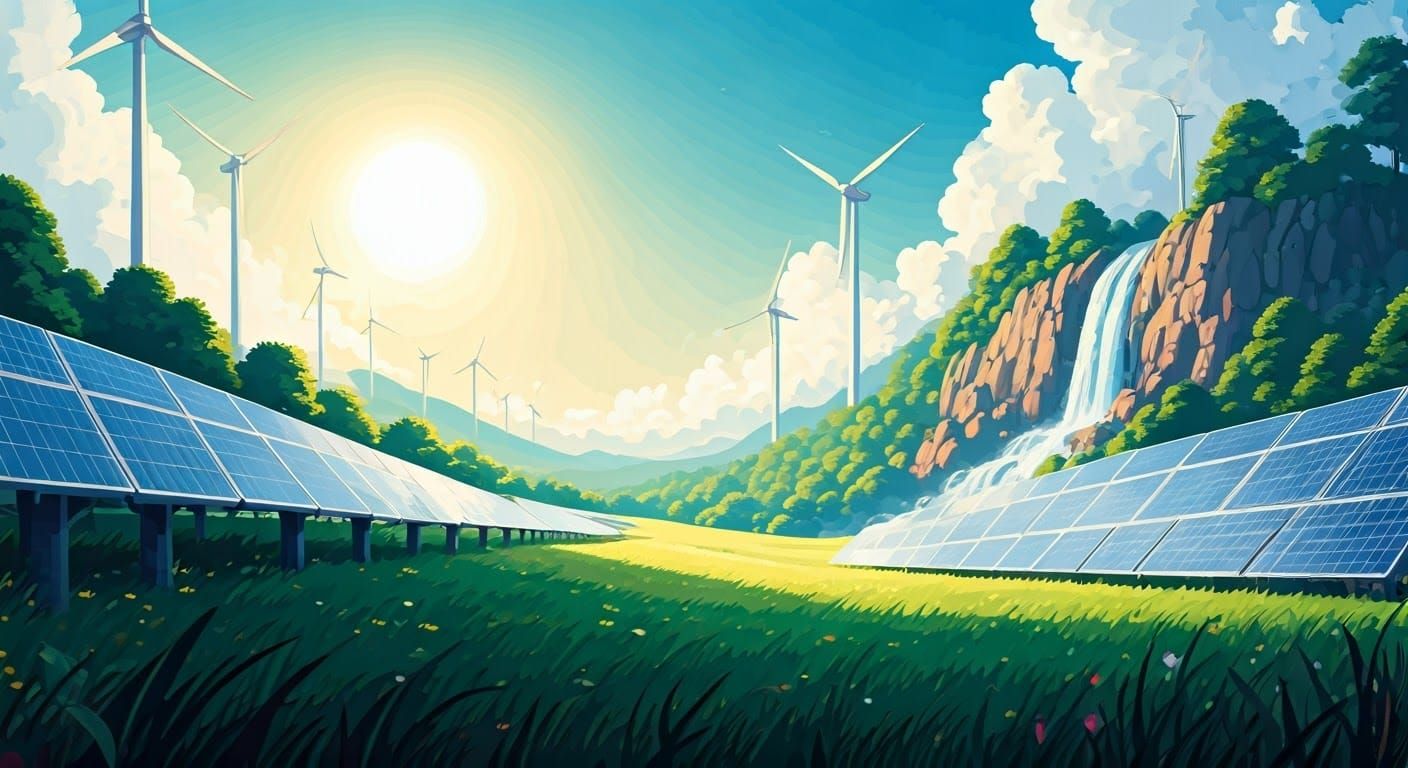 Renewable Energy in a Lush Green Meadow
