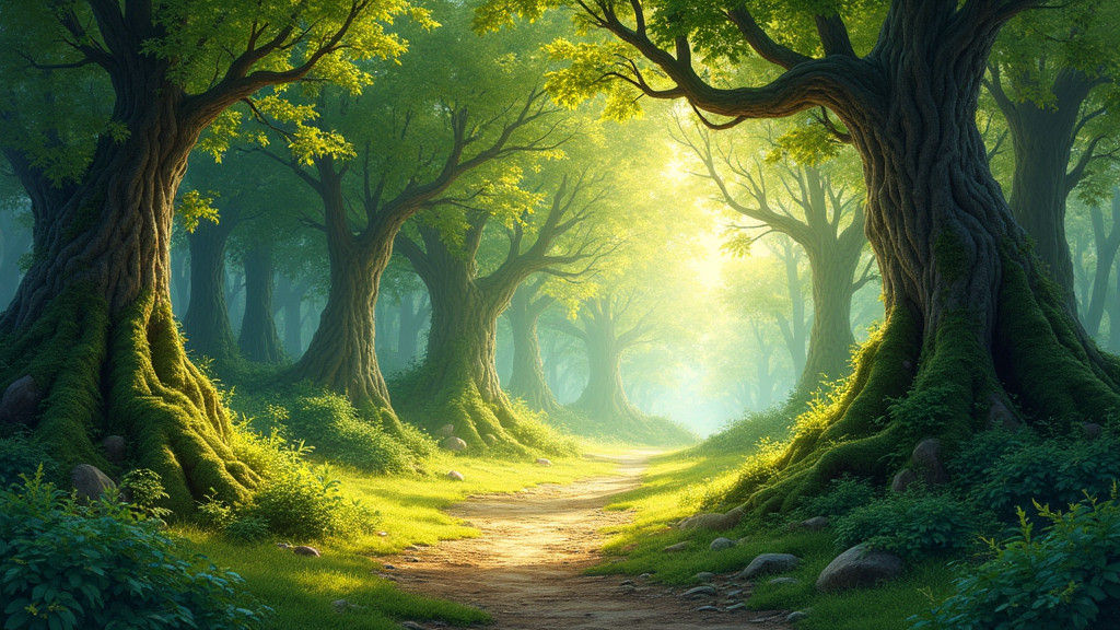 Lush Woodland Path in D&D Style