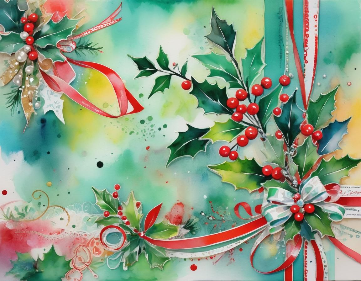 Vibrant Christmas Collage in Abstract Style