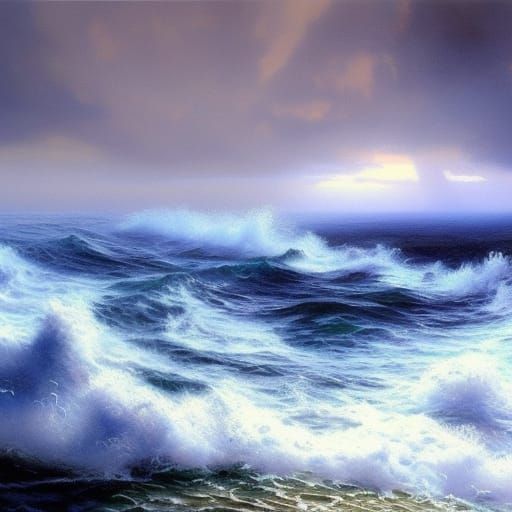 Underwater Storm in Oil Painting Style