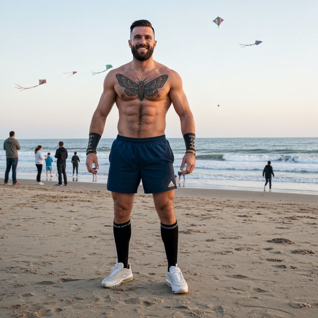 Man Flying Kite on Beach at Dawn