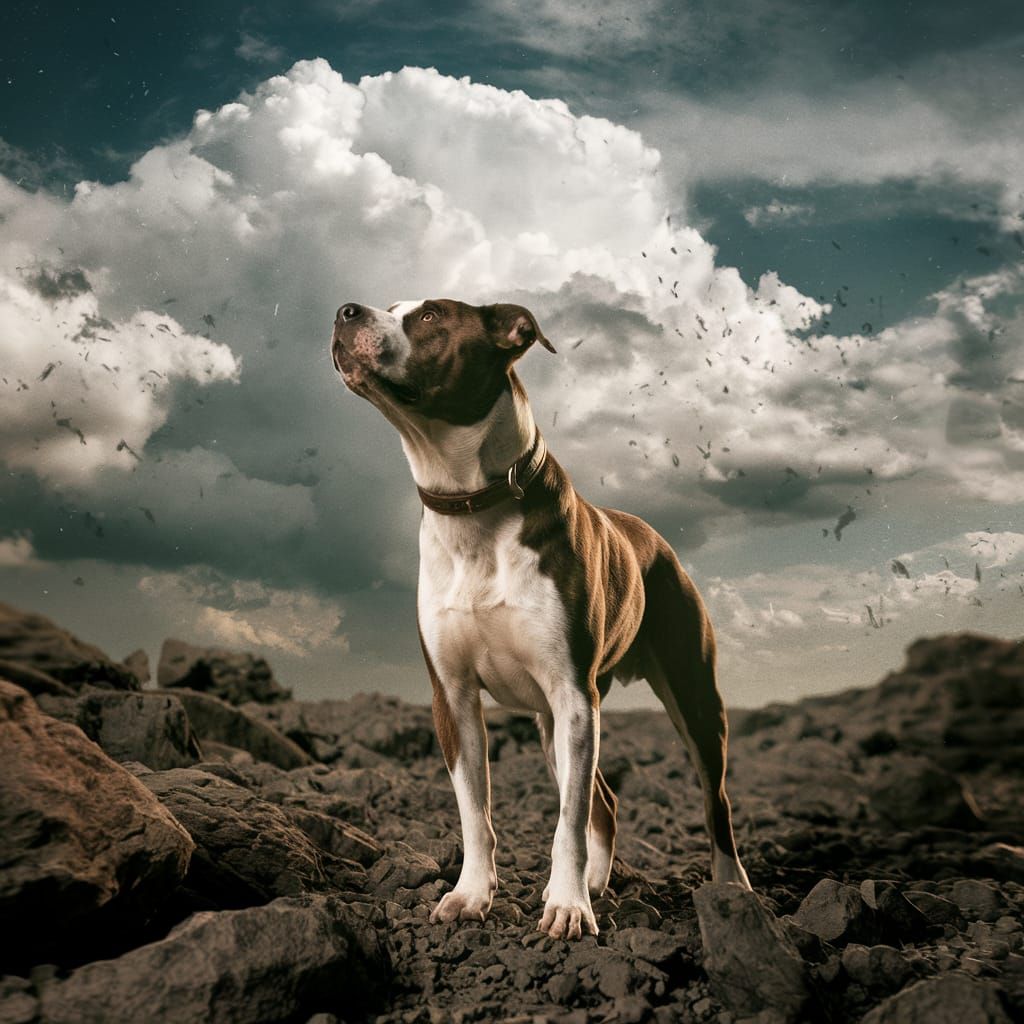 Staffy Dog in Cinematic Film Still
