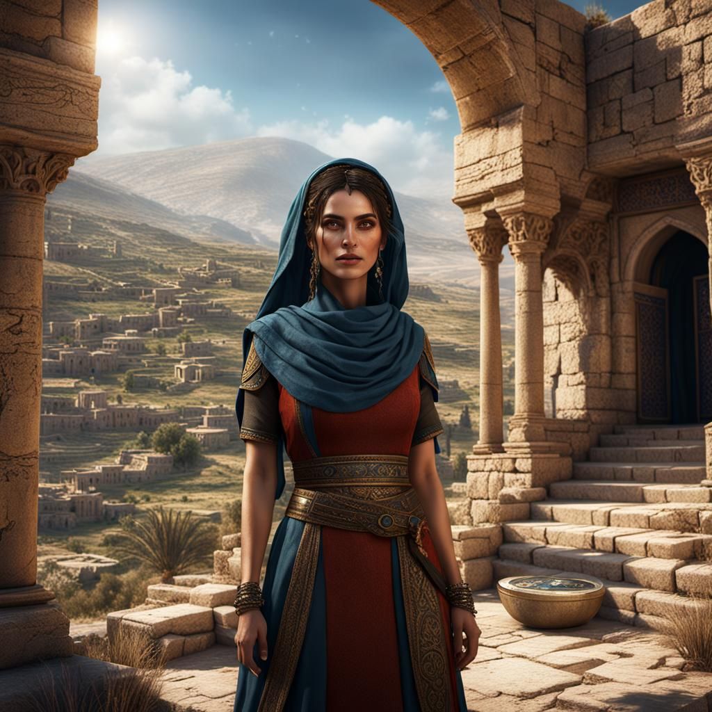 Palestinian Girl in Ancient Samaria: Fantasy Concept Art