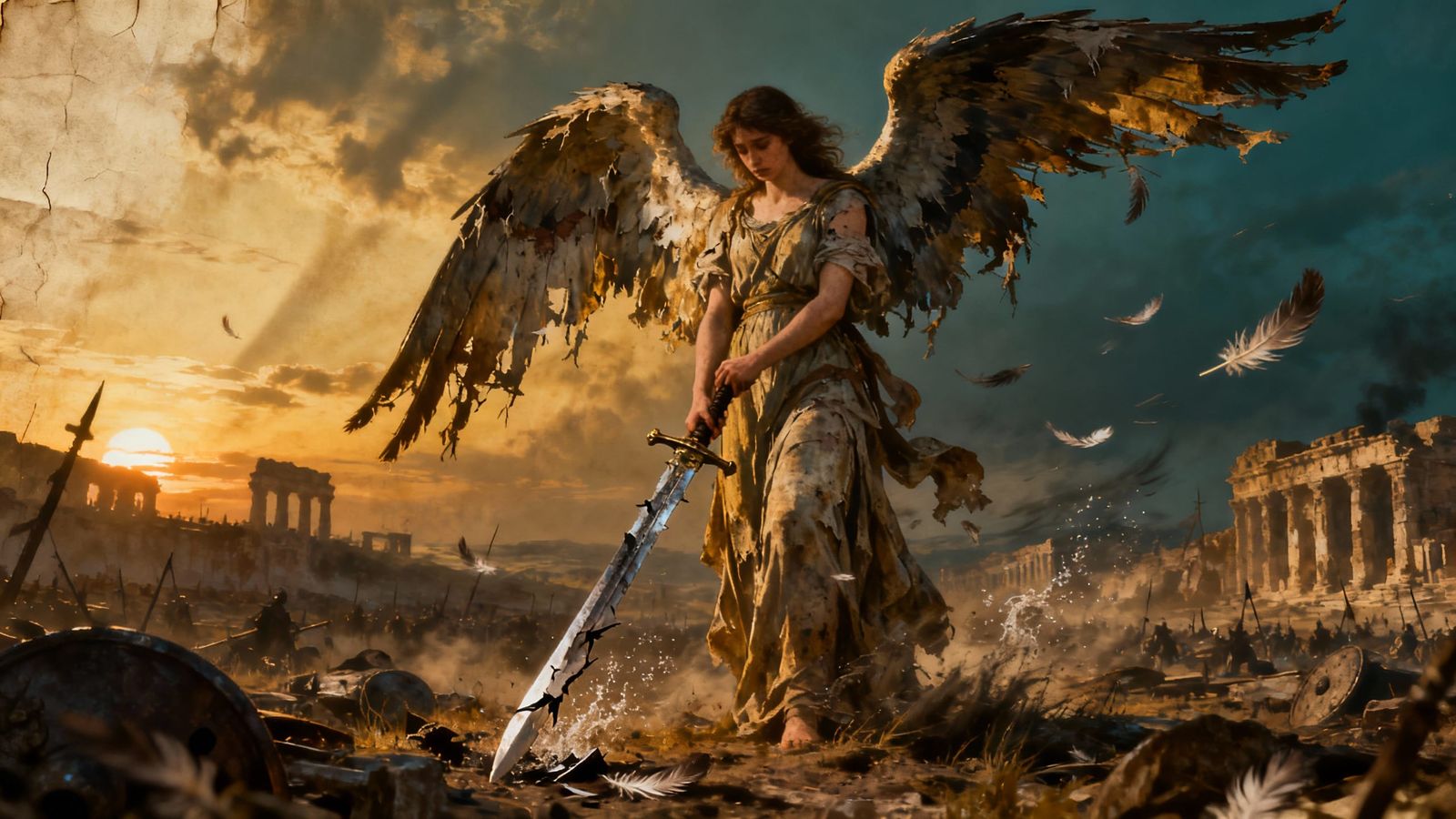 Weary Angel on Ancient Battlefield