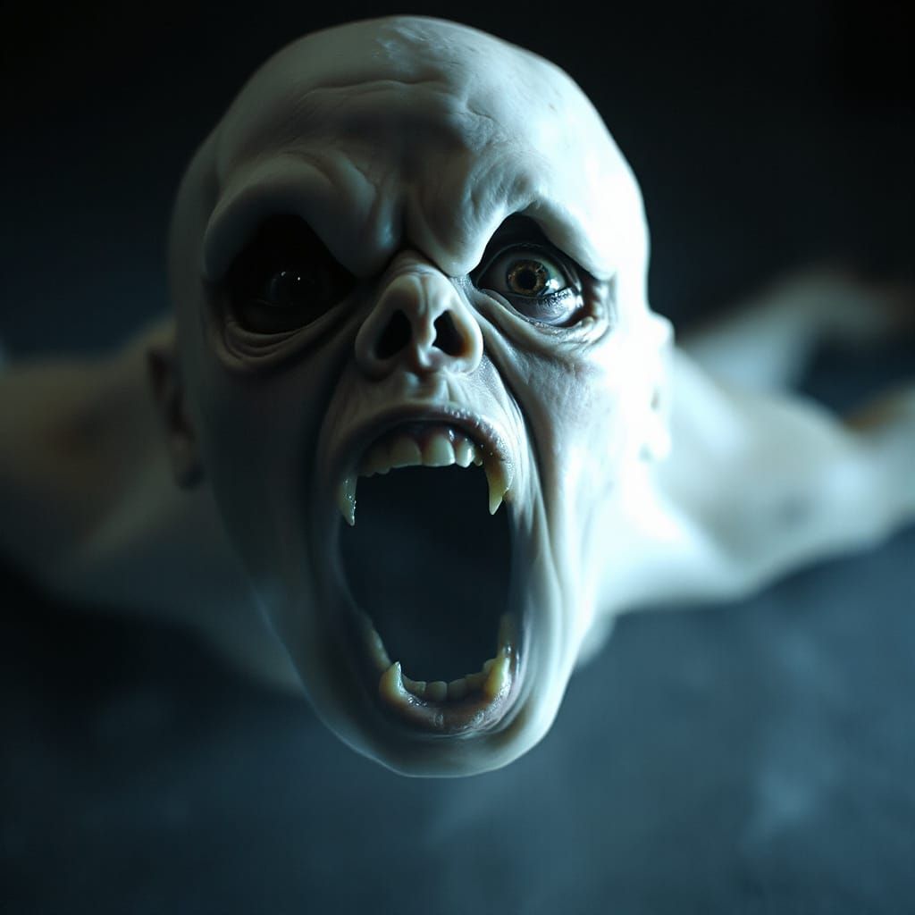 Eerie Grotesque Blob Under Dramatic Lighting