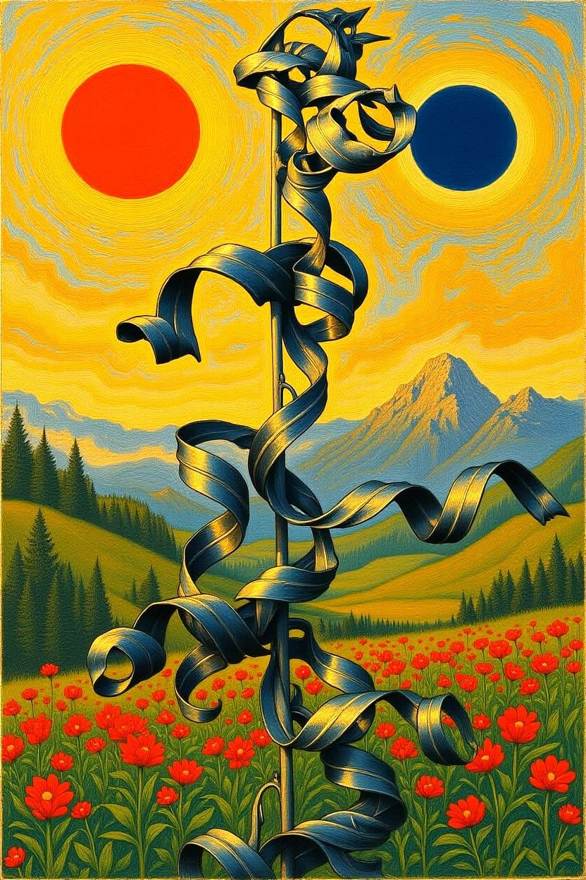 Metallic Landscape in Gustav Klimt Style