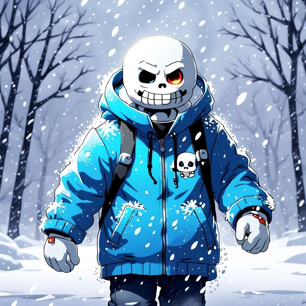 Sans from Undertale in a Snowstorm