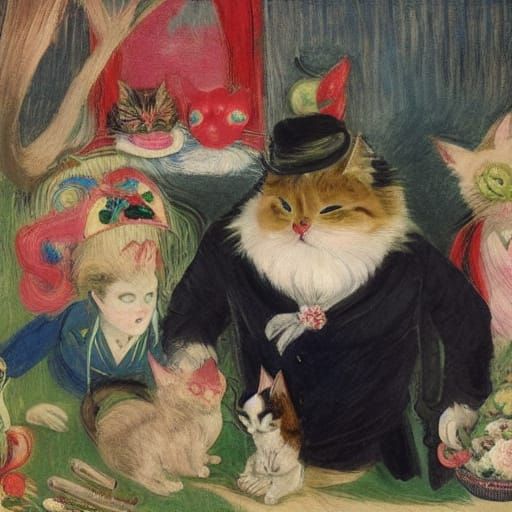 Kawaii Vampire Cat Body Swap Inspired by Fauvism