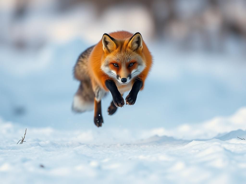 Fox Leaping in Snow: High-Speed Nature Photography