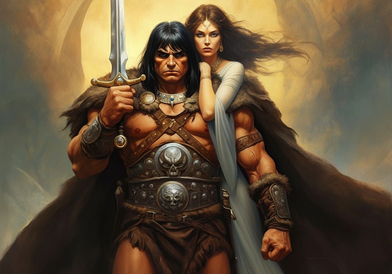 Conan the Barbarian in Epic Fantasy Art Style