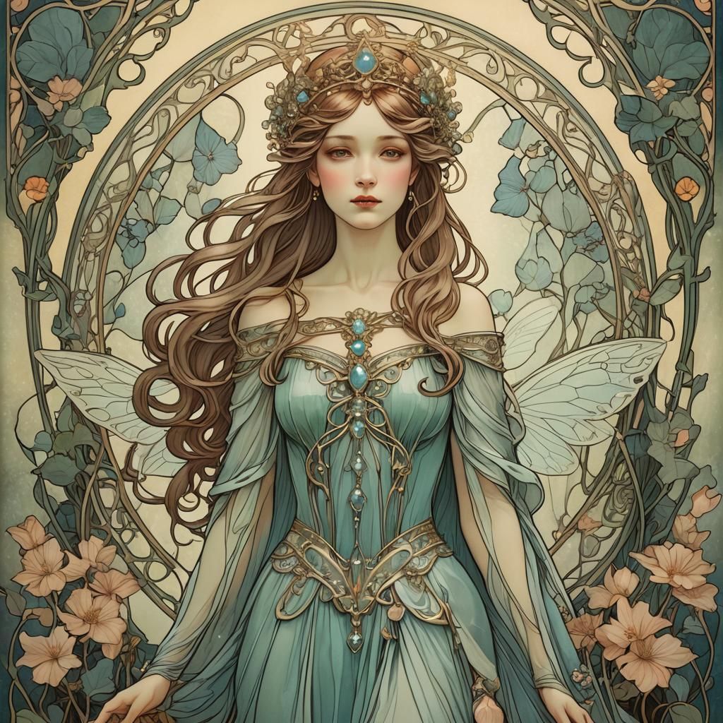 Ethereal Fairy Princess in Art Nouveau Style
