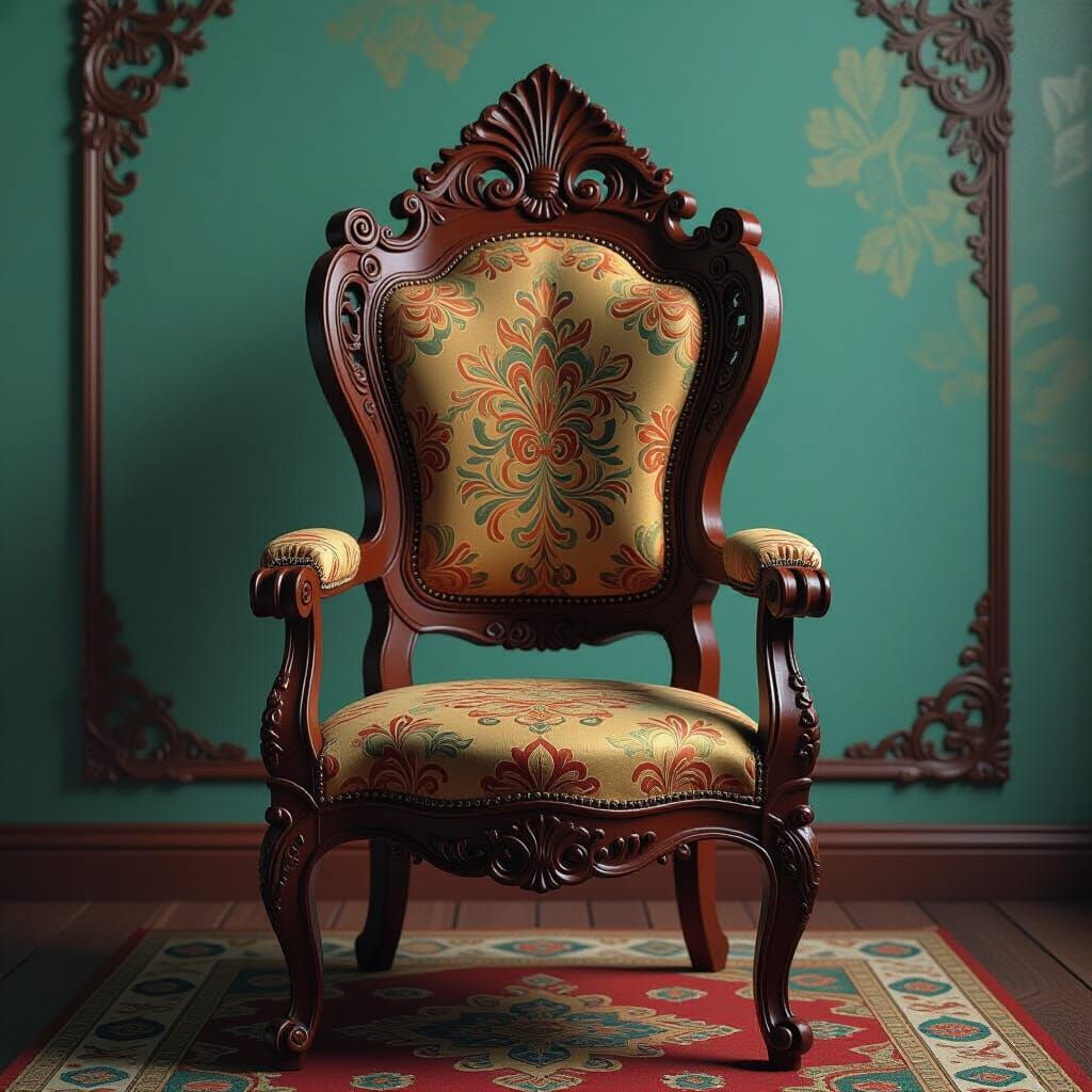 Ornate Wooden Chair as Detailed Matte Painting