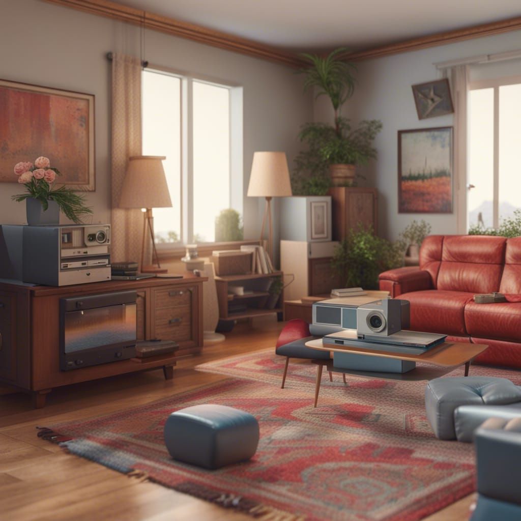 Hyperrealistic 80s Living Room on Saturday Morning
