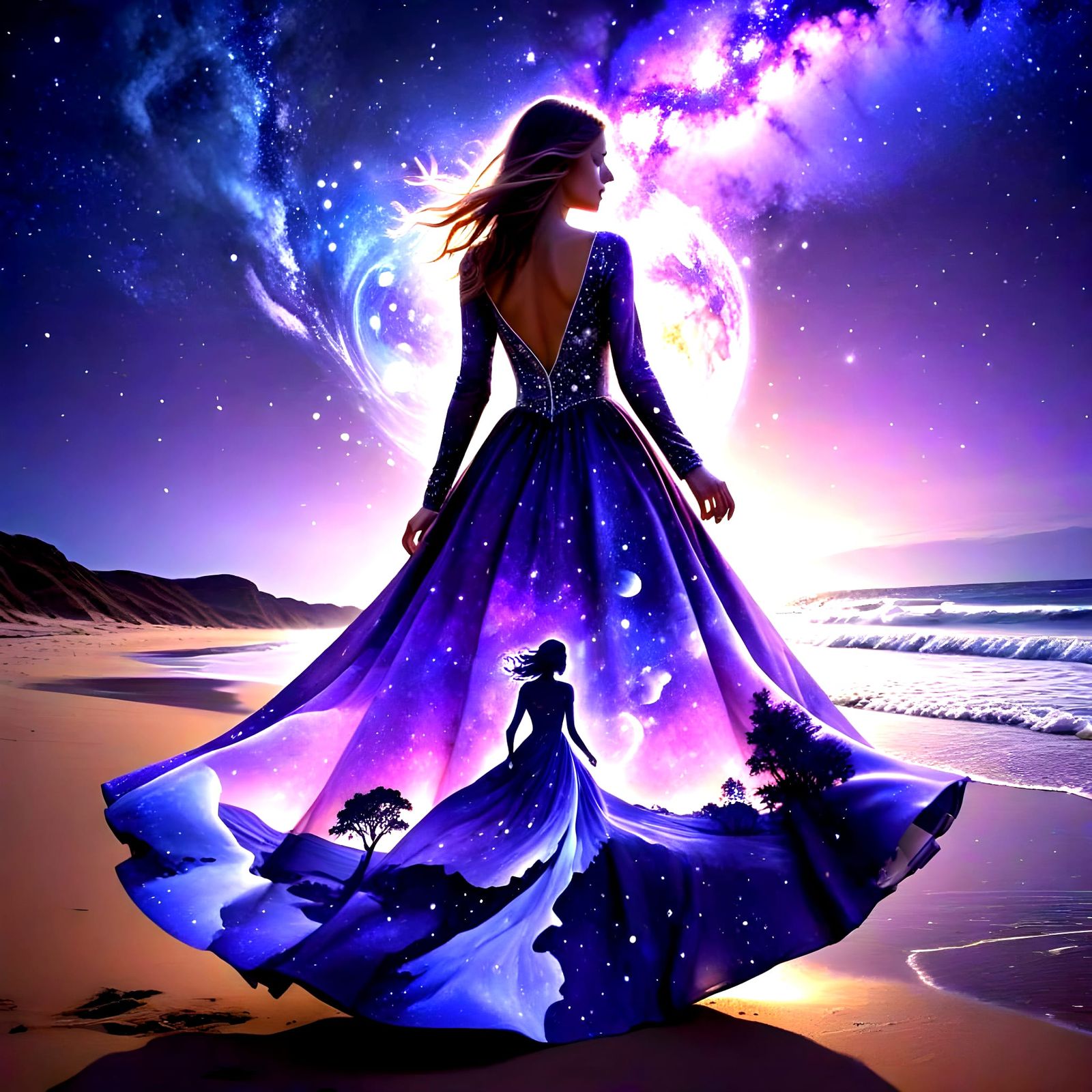 Galactic Princess in Ethereal Gown