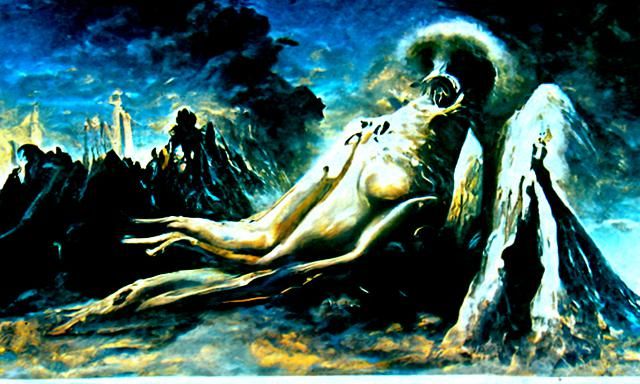 Surreal Angel of Life in Melting Dreamscape