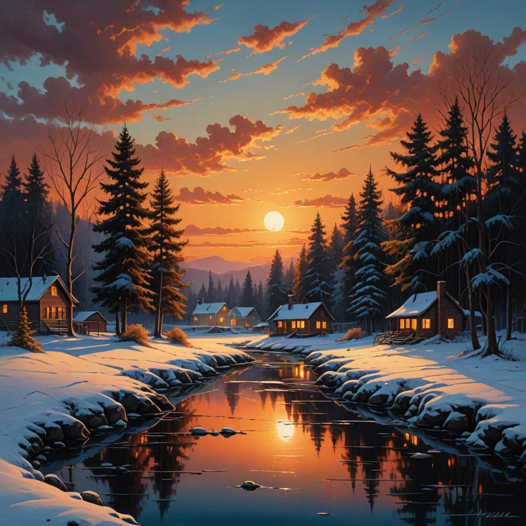 Romantic Summer Sunset in Vibrant Realism