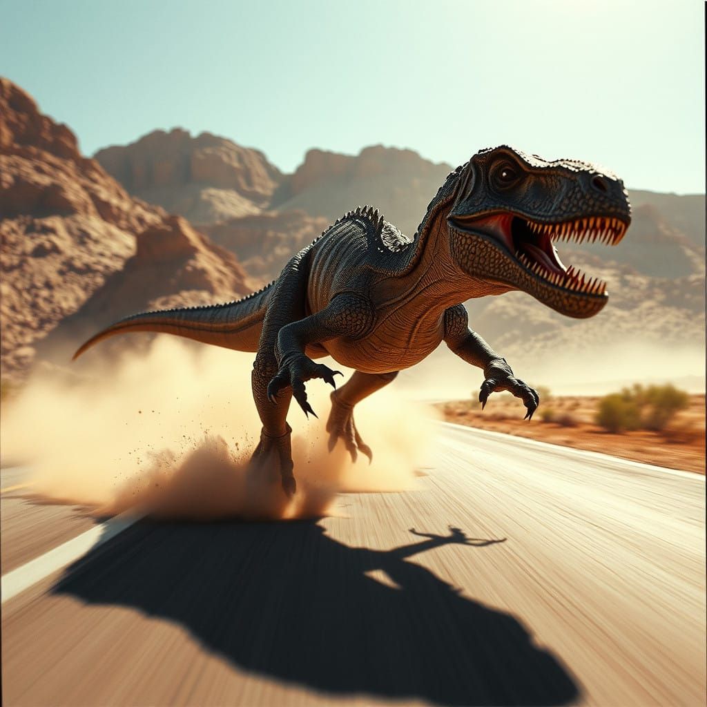 Raptor Speeds Down Desert Highway in Gritty Film-Style Shot
